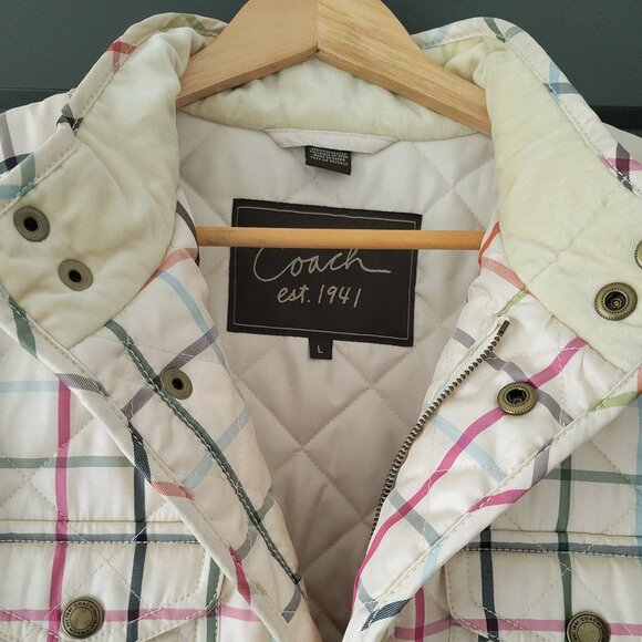 Vintage Y2K Coach Plaid Quilted Jacket lake new, selling for $120. Size L - Picture 6 of 8
